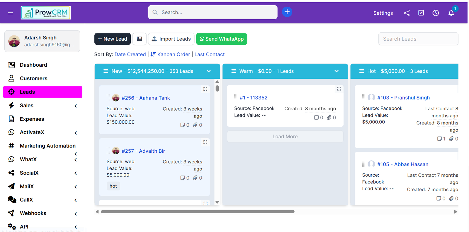 Visual Drag & Drop Sales Kanban Board
